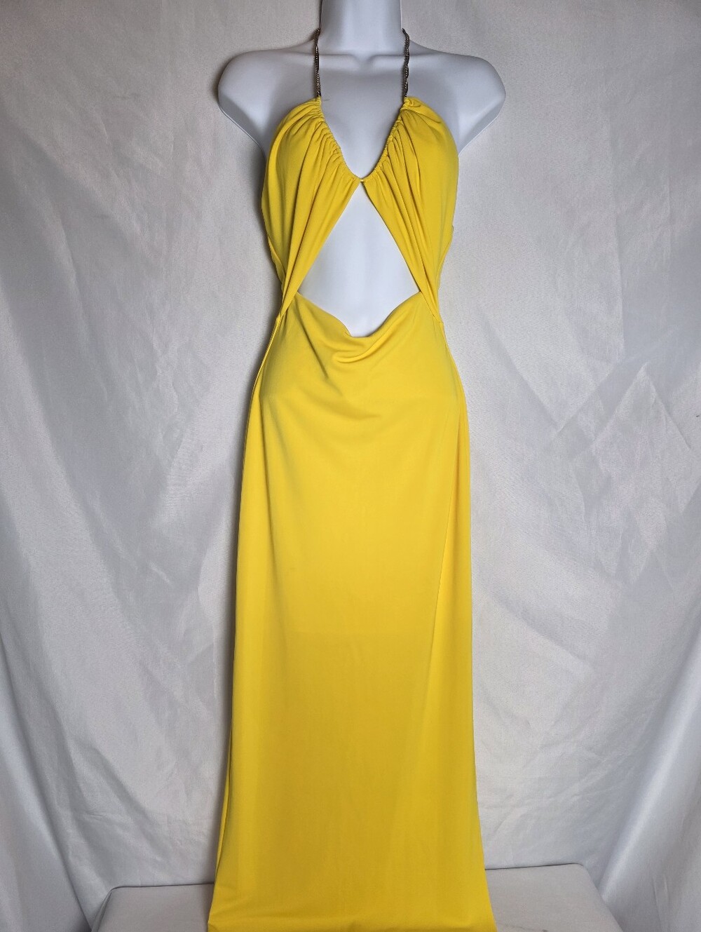 Alice & Olivia Sariya Yellow Cut Out Halter Maxi Dress Size 4